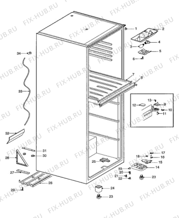 Взрыв-схема холодильника Electrolux TR918C - Схема узла Cabinet + furniture (extra)